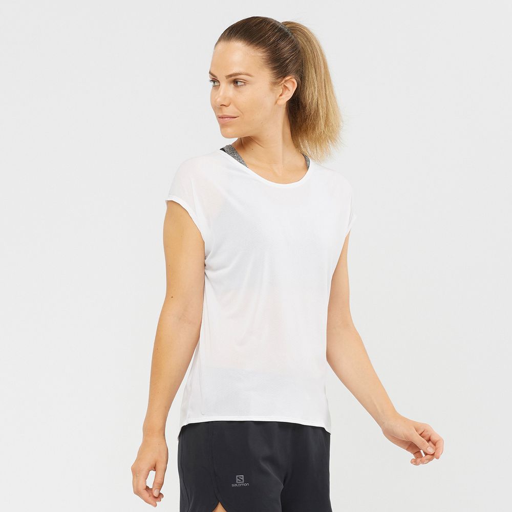 SALOMON XA SLEEVE TECH W Philippines - Women's Tee Shirts - White | 640579-QOD